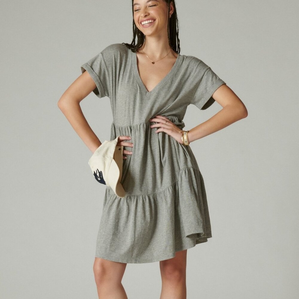 Lucky Brand Gray Tiered T Shirt Mini Dress/NWT/Small